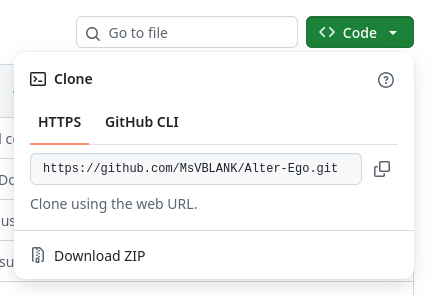 The GitHub repository’s “Clone with HTTPS” dialog menu